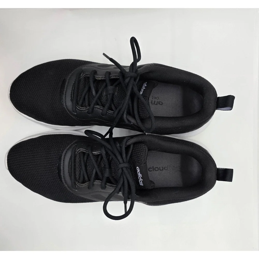 adidas QT Racer 2.0 Cloudfoam Shoes Black White Men's Size 9 H00548